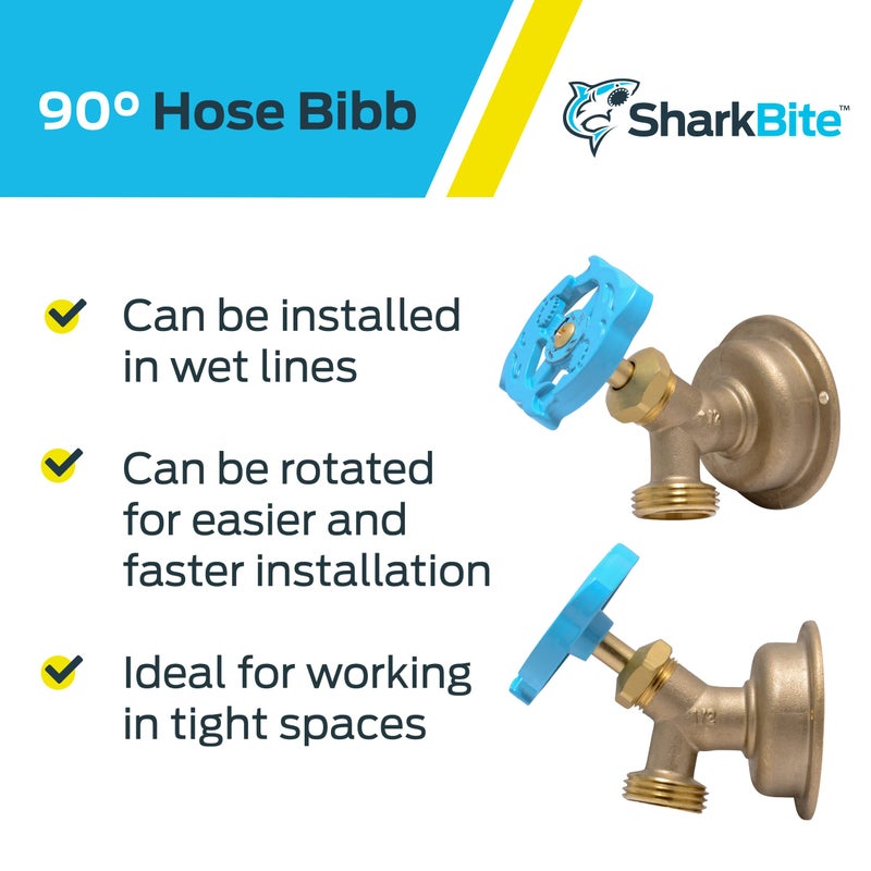 SharkBite 1/2 x 3/4 Inch MHT 90 Degree Hose Bibb, Multi Turn, Push To Connect Brass Plumbing Fitting, PEX Pipe, Copper, CPVC, PE-RT, HDPE, 24626LF - Image 4